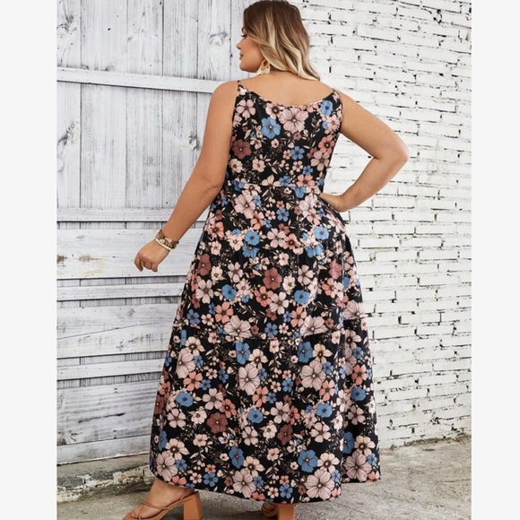 SHEIN Curve Floral Maxi Dress Woman’s Size 1XL Shortsleeve Lightweight - Picture 2 of 6